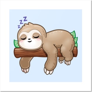 Adorable Sleeping Cute Sloth Posters and Art